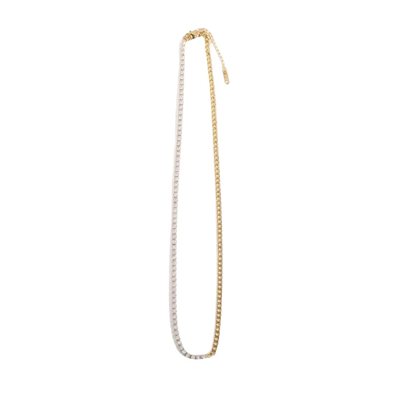 Collier en acier avec strass - w062