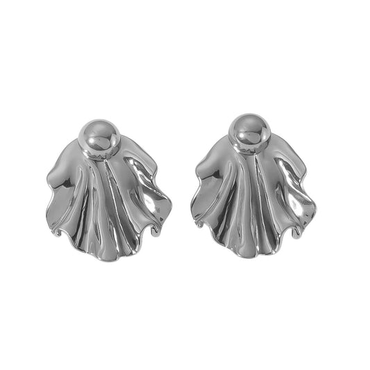 Silver steel earrings - w091