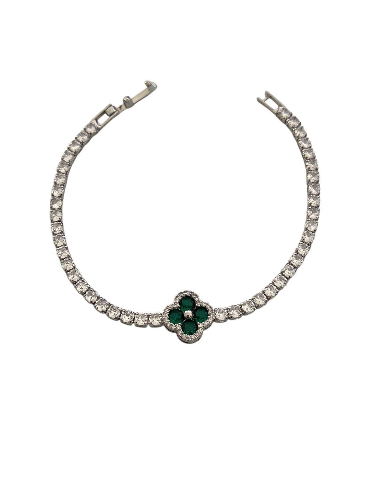 Bracelet with zircon and green stones - BR032