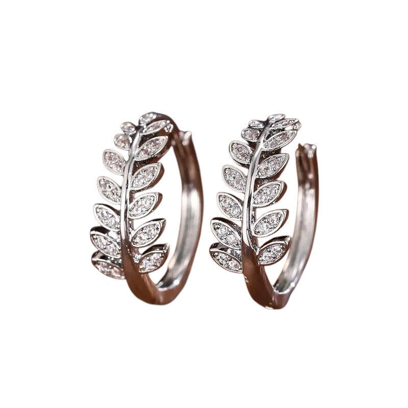 Σκουλαρίκια ορειχάλκινα με φύλλα - w129