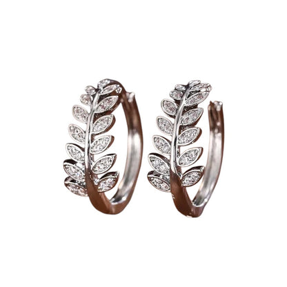 Σκουλαρίκια ορειχάλκινα με φύλλα - w129