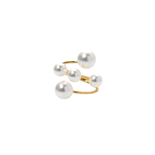 Ring Gold Plum with pearls of various sizes-R011