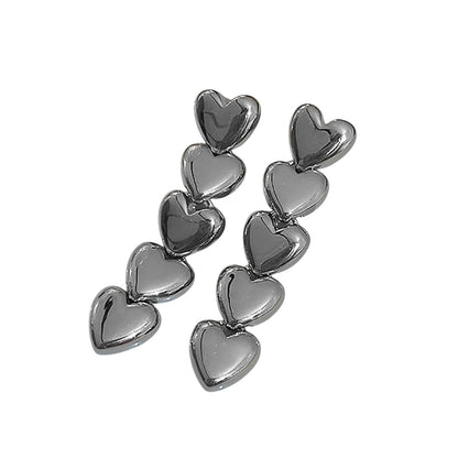 Brass long earring with hearts - w156