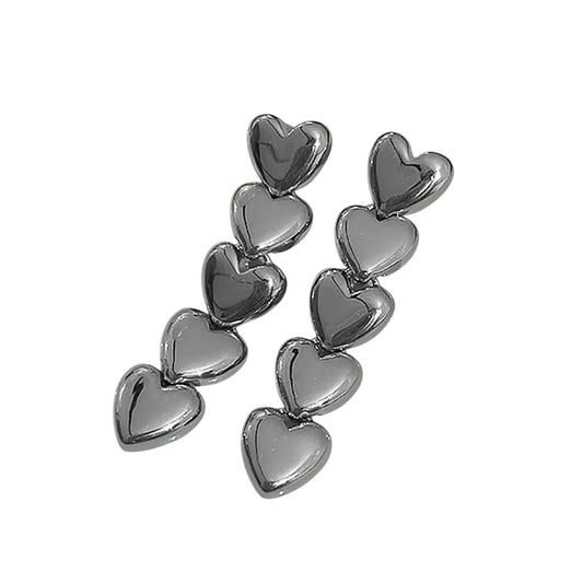 Σκουλαρίκι ορειχάλκινα μακριά με καρδιές - w156