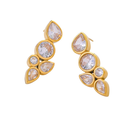 Steel earrings with zircons - w165