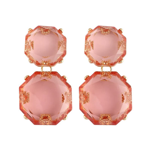 Pink acrylic earrings - w215