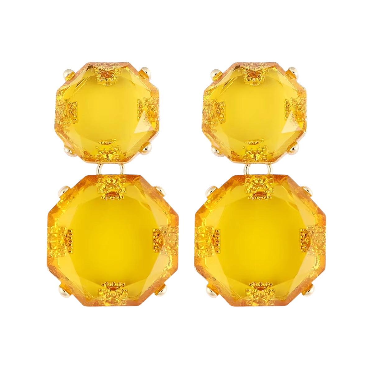 Yellow acrylic earrings - w217
