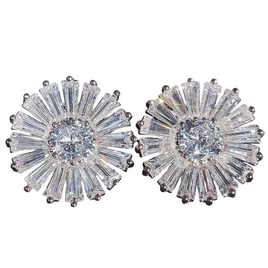 Brass earrings with zircons - w237