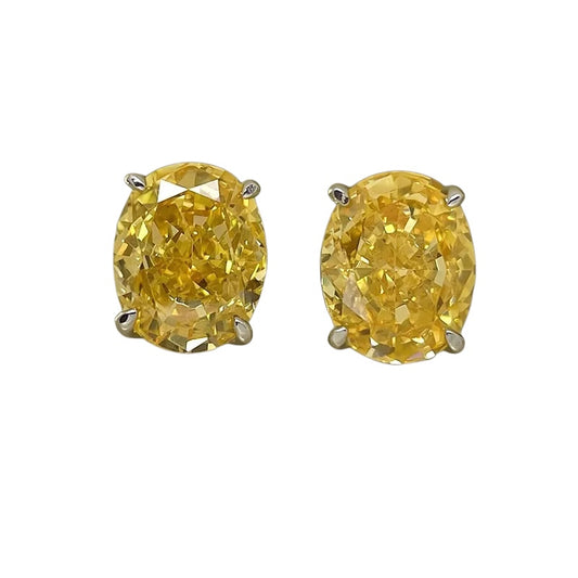 Yellow oval earrings - w248