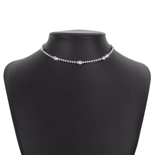 Necklace with rhinestones -w280