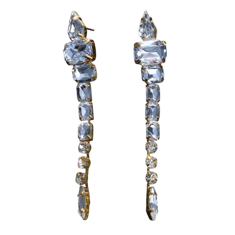 Long earrings with rhinestones - w301
