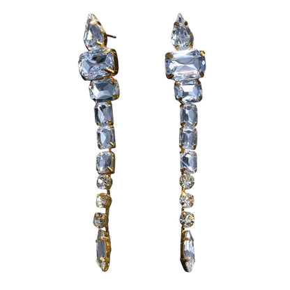 Long earrings with rhinestones - w301