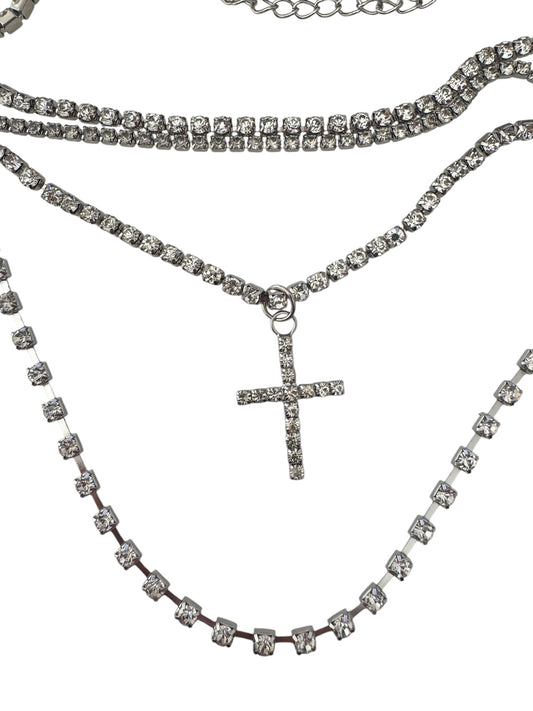 Κολιέ πολλαπλό με σταυρό - w309