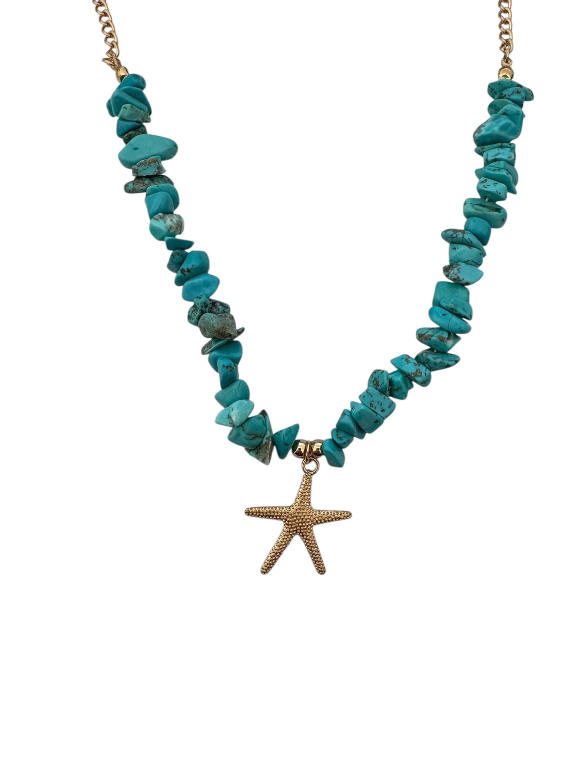 Κολιέ ορειχάλκινο με γαλάζιες πέτρες - W343