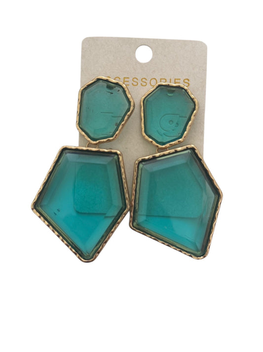 Brass acrylic earrings blue - w374