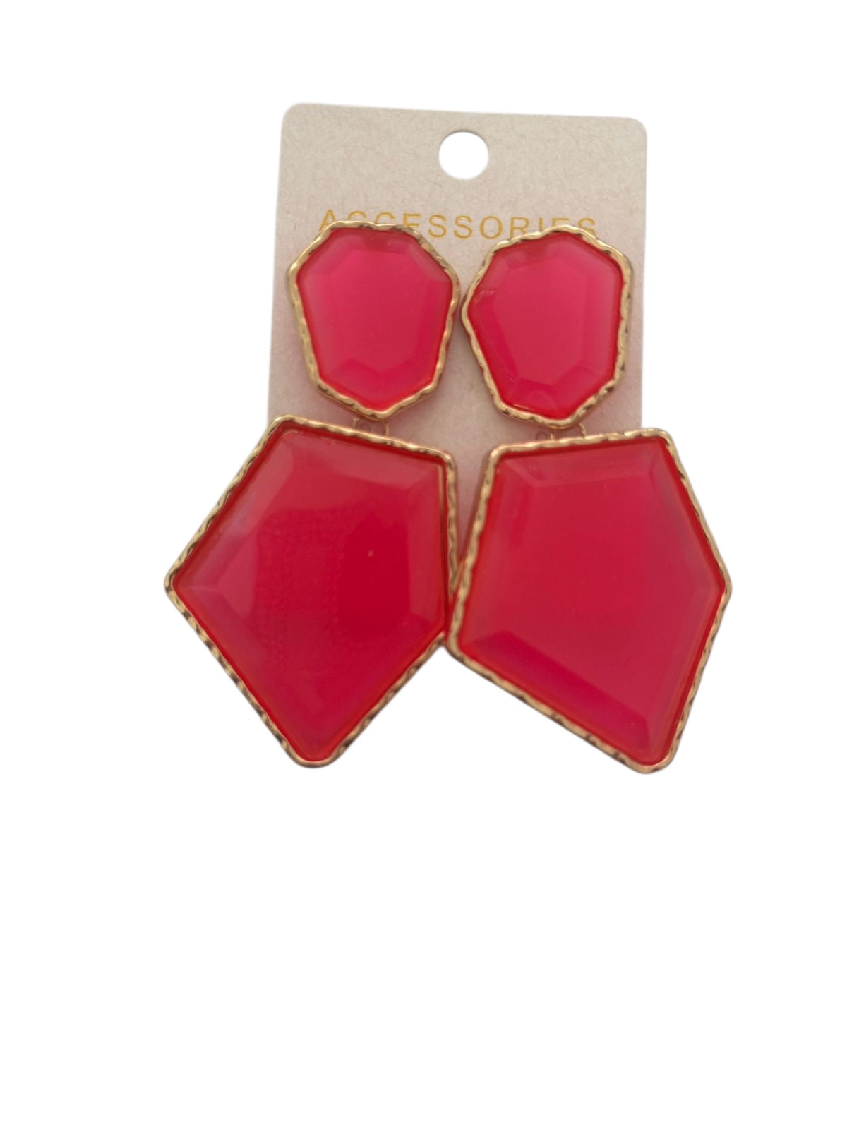 Acrylic earrings with brass Fuchsia - w376