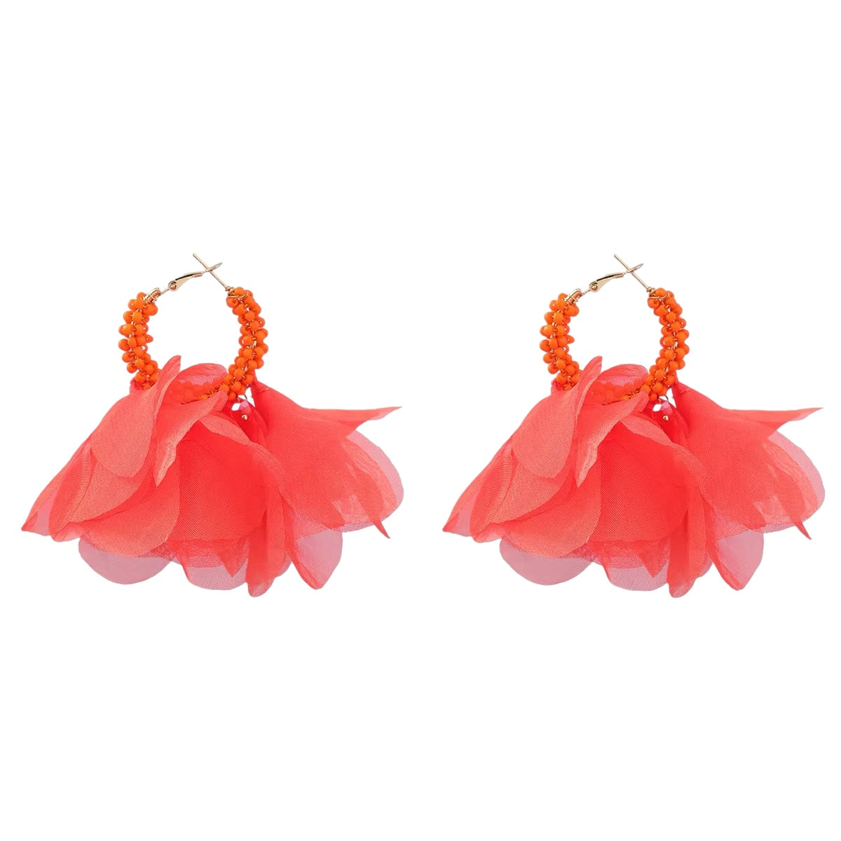 Orange tulle earrings - w394