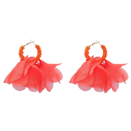 Orange tulle earrings - w394