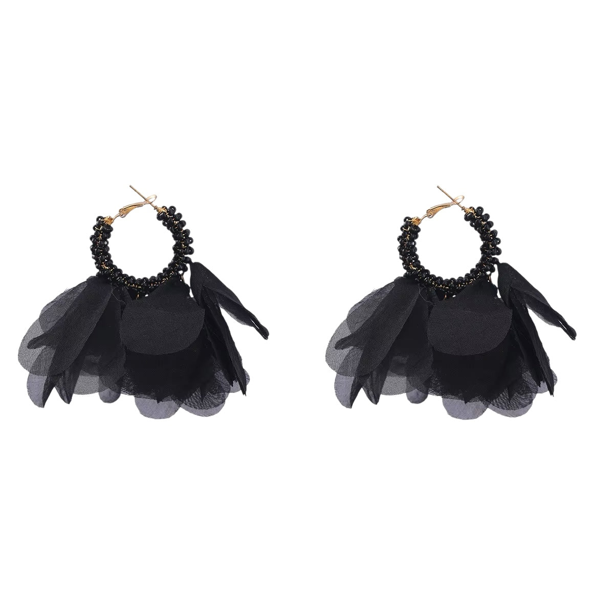 Black tulle earrings - w395