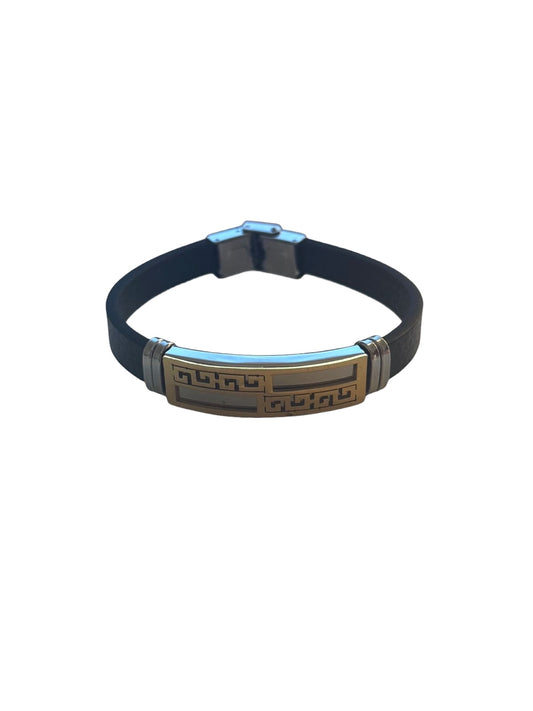 Βραχιόλι με δέρμα και ατσάλι - w404