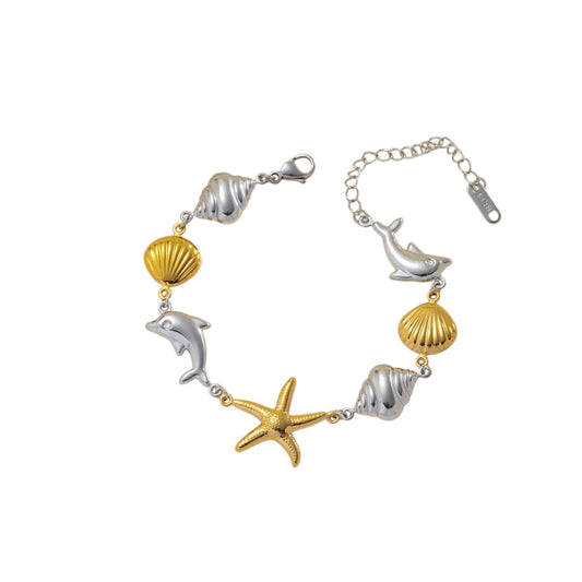 Bratara din otel cu elemente de argint si aur