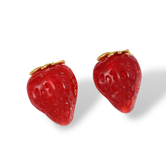 *Σκουλαρίκια ακρυλικές φράουλες- ea040