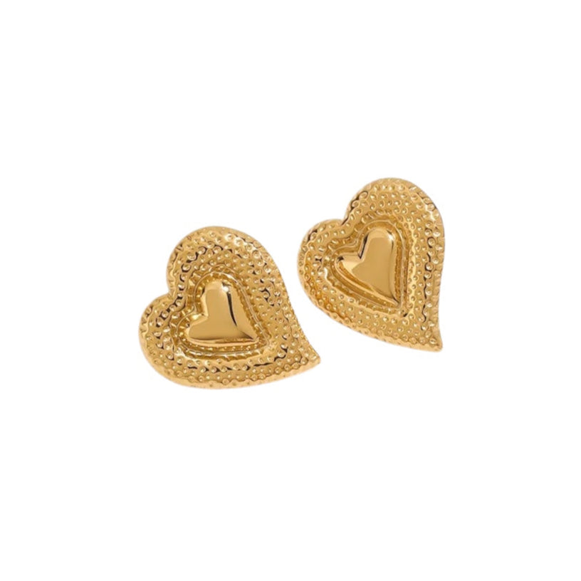 Earrings steel golden hearts - EA329