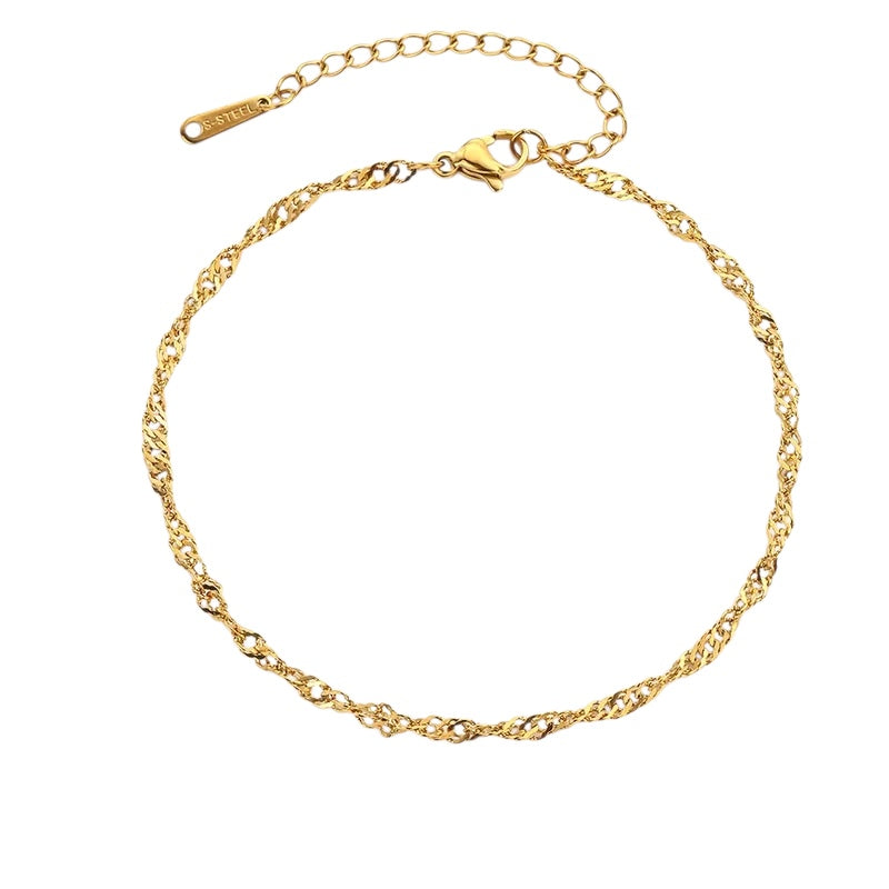 Brățară cu lanț de picior din oțel auriu -