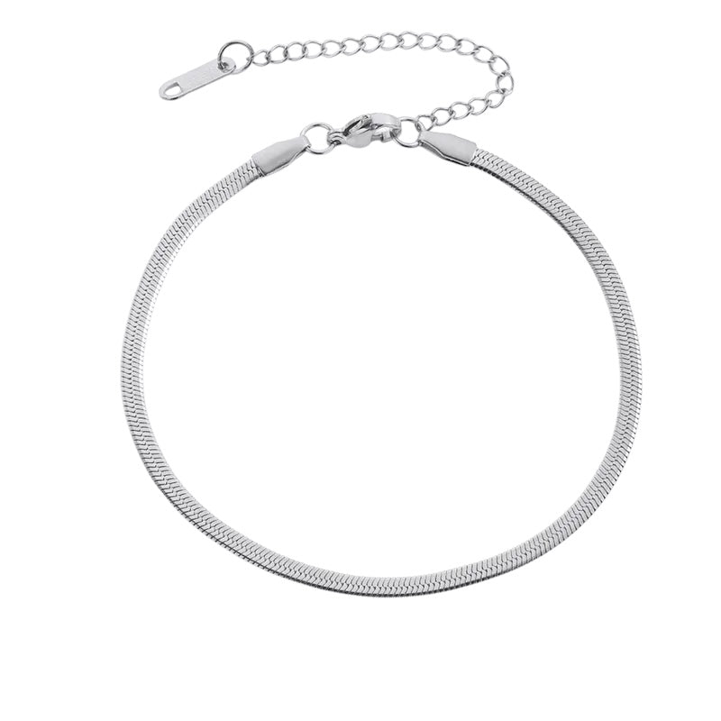 Foot bracelet steel silver - an016