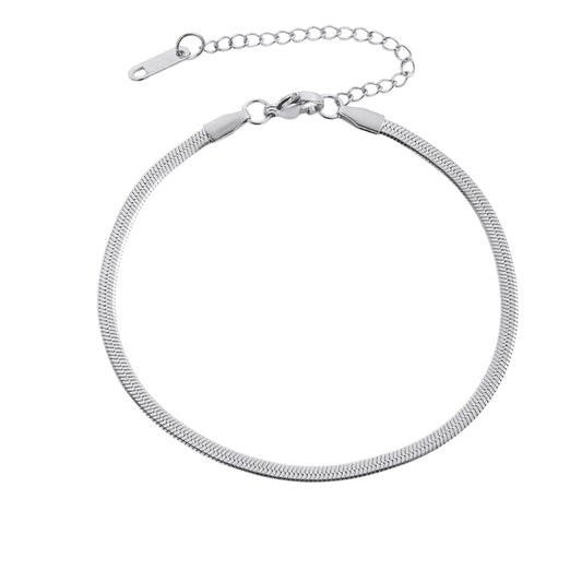 Foot bracelet steel silver - an016
