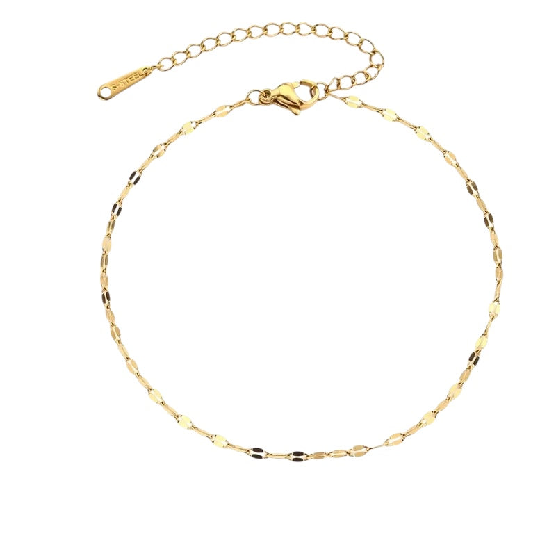 Βραχιόλι ποδιού ατσάλινο χρυσό- AN064