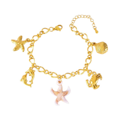 Bραχιόλι ατσάλινο χρυσό με charms - BR506