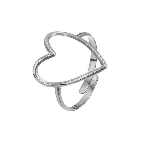 Ring Steel Heart Silver - R210