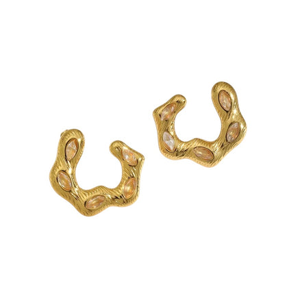 Σκουλαρίκια ατσάλινα χρυσά - w454