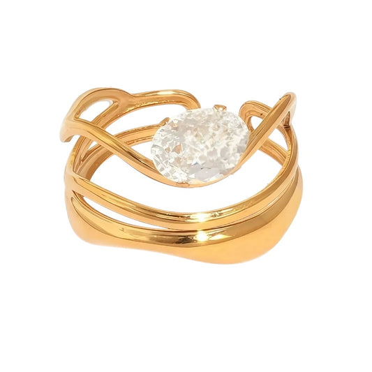 Δαχτυλίδι ατσάλινο με οβάλ zircon - R184