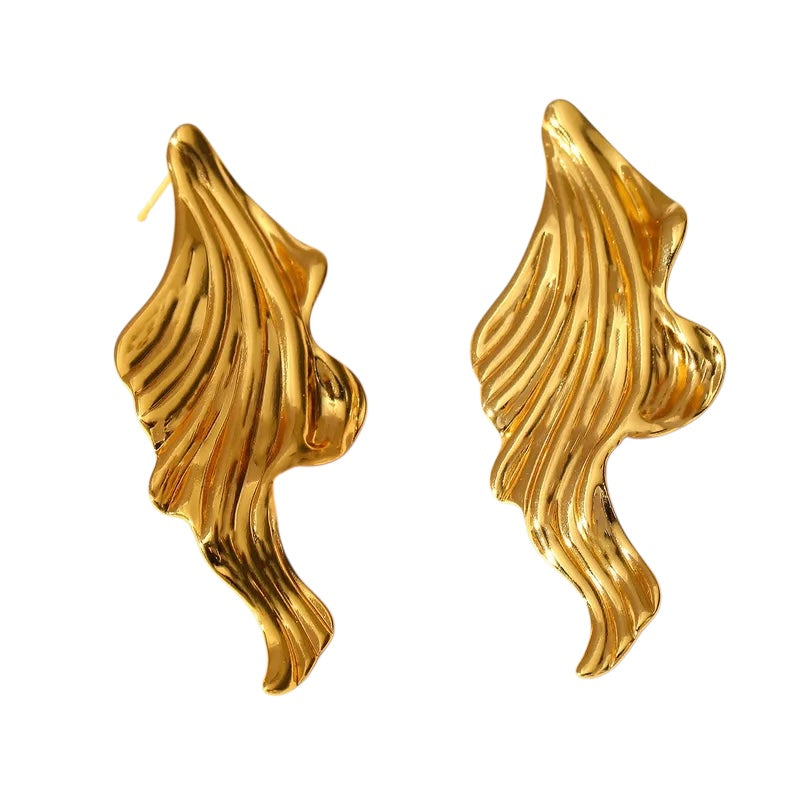 Earrings of gold steel asymmetrically - EA549