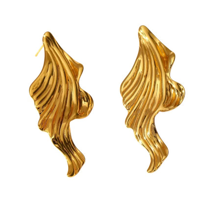 Earrings of gold steel asymmetrically - EA549