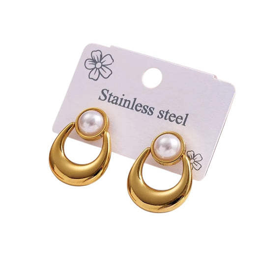 Gold steel earrings - w498