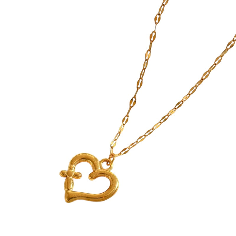 *Colier inimă oțel aur - ne521
