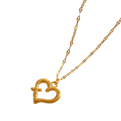 *Colier inimă oțel aur - ne521