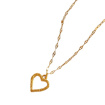 Necklace heart steel gold - ne488
