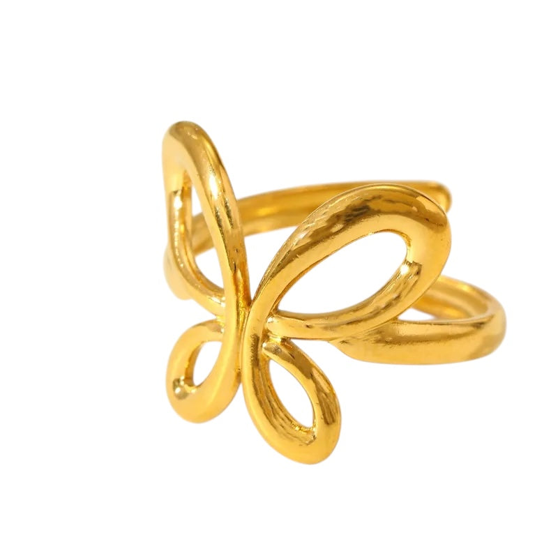 Ring Steel Golden Butterfly - R067