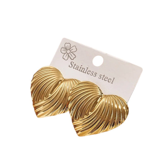 Σκουλαρίκια ατσάλινα χρυσές καρδιές - ea380