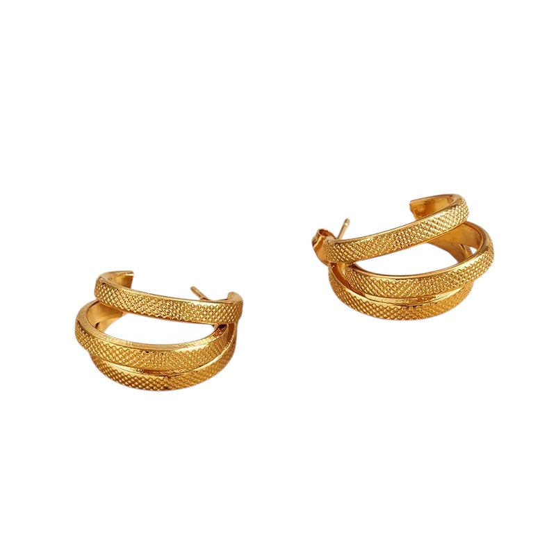 Gold steel earrings - w517