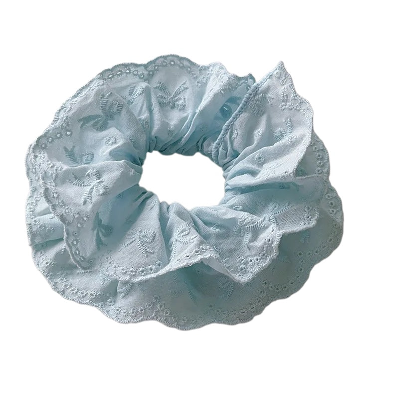 Scrunchie rubber band with blue lace - HA005