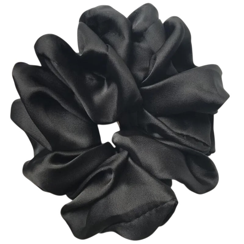 Λαστιχάκι scrunchie μαύρο σατέν - ha018