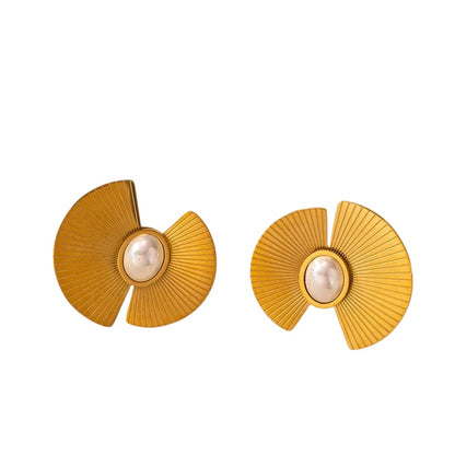 Σκουλαρίκια ατσάλινα με πέρλα - w519