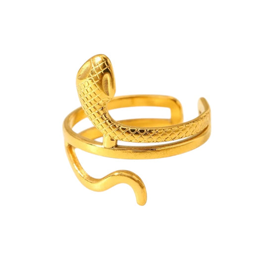 Δαχτυλίδι ατσάλινο χρυσό  φίδι - w571