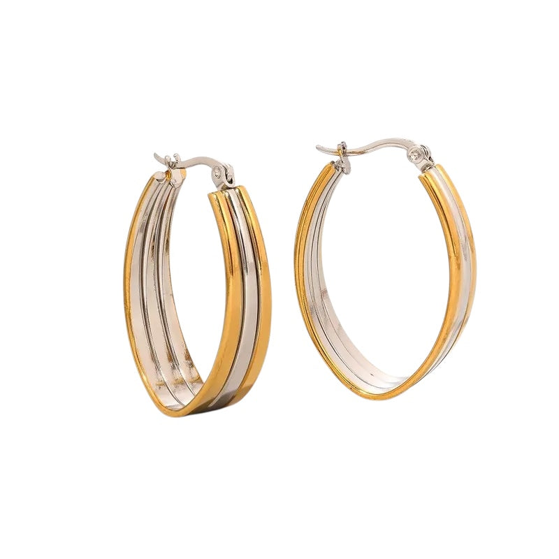 Σκουλαρίκια ατσάλινα χρυσό ασημί- w585