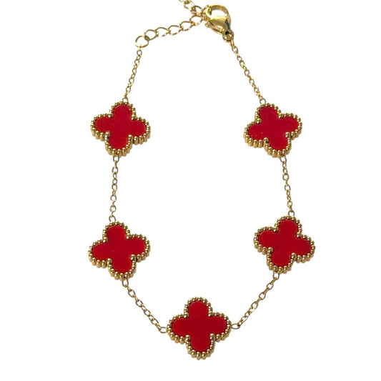 Βραχιόλι ατσάλινο με κόκκινους κυκλικούς σταυρούς - w602